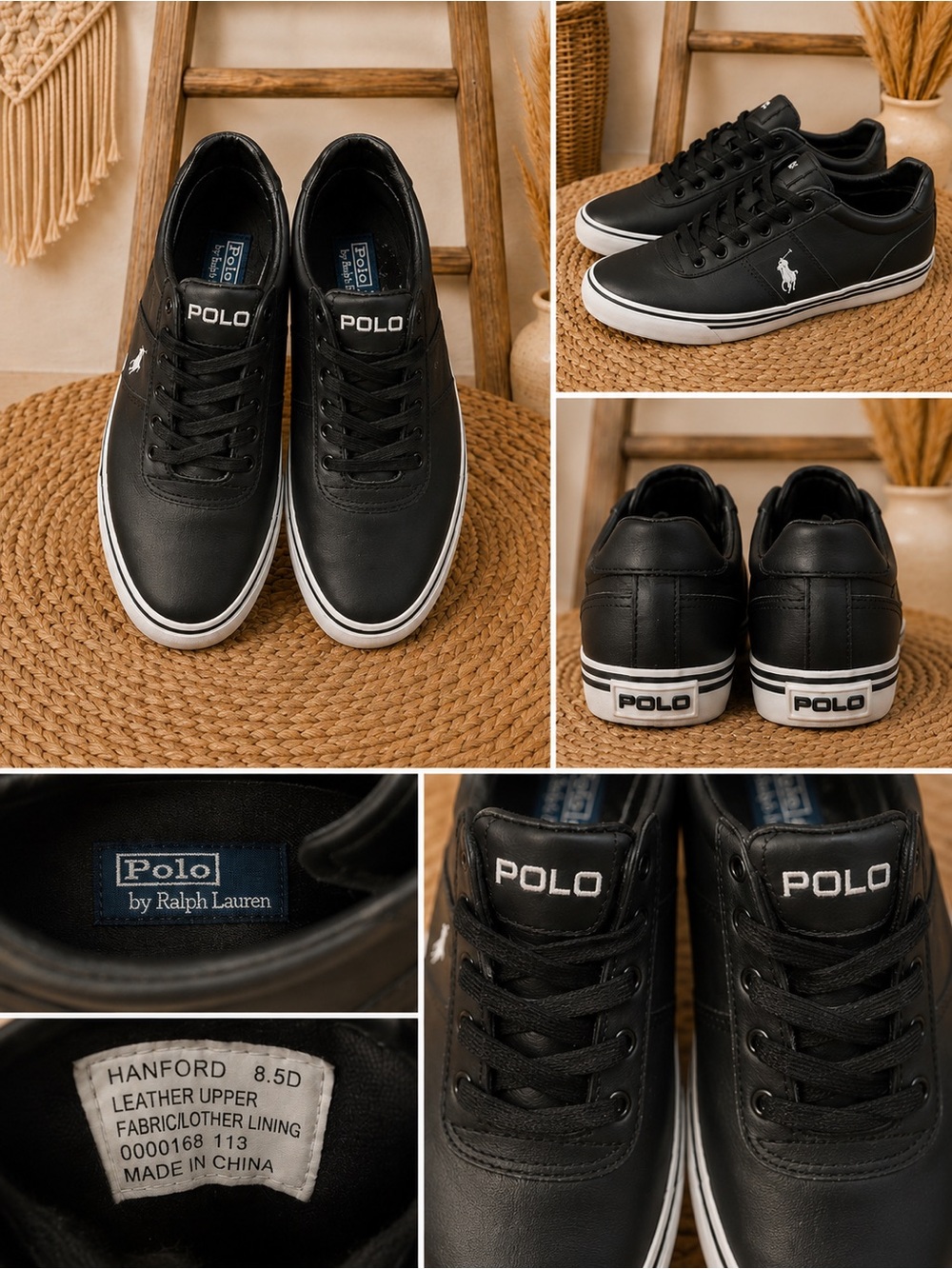 Polo by Ralph Lauren Black Low-Top Sneakers with White Trim